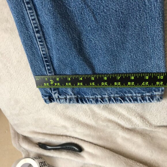 Dickies Mens Straight Jeans Size 50x32 Blue Denim Medium Wash Blue Frayed Hem - Picture 4 of 13